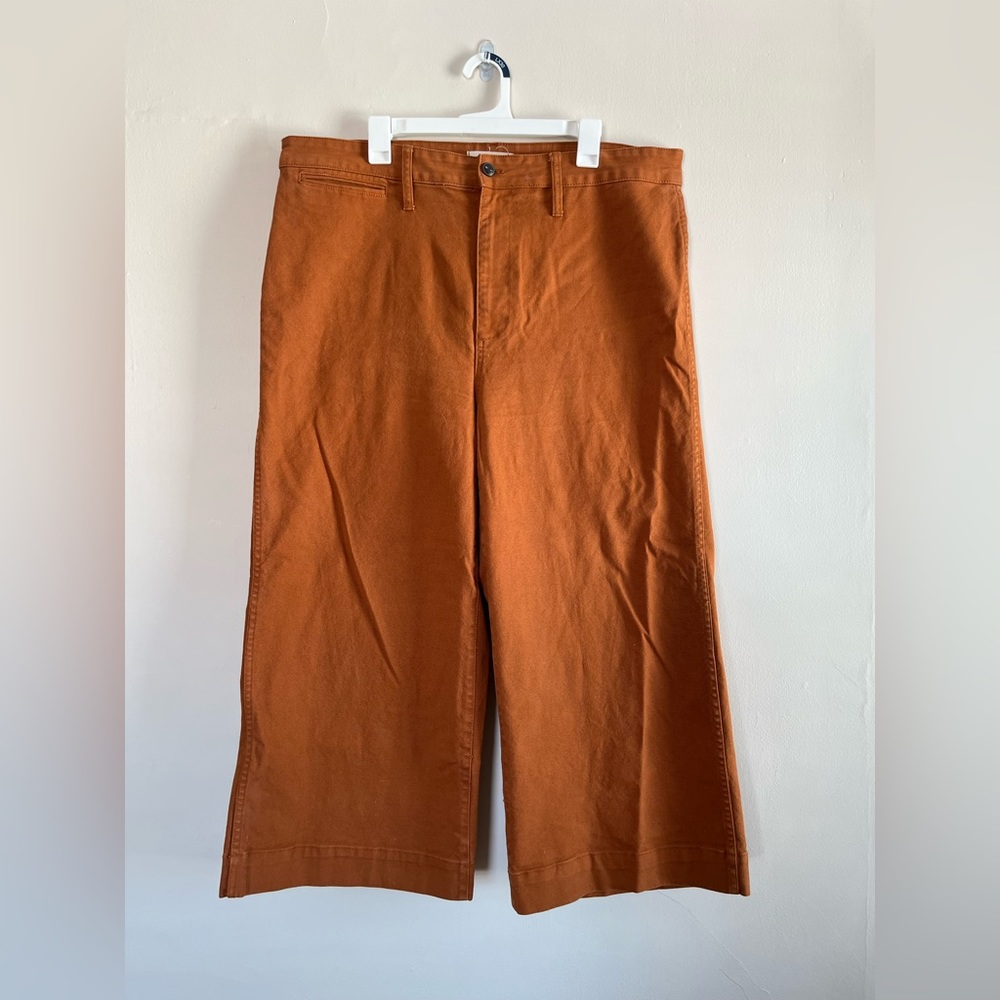 Madewell Emmett Burnt Orange Wide Leg High Rise Pants 34